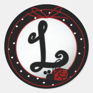Ladybug Initial L Round Stickers