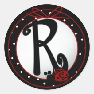 Ladybug Initial R Round Stickers