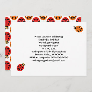 Ladybug Käfer in Orange und Rot Personalisiert Einladung