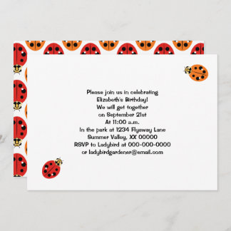 Ladybug Käfer in Orange und Rot Personalisiert Einladung