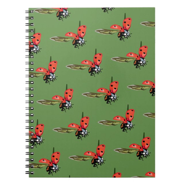 Ladybug, Lady Bird Fly Spiral Notebook Notizblock (Vorderseite)