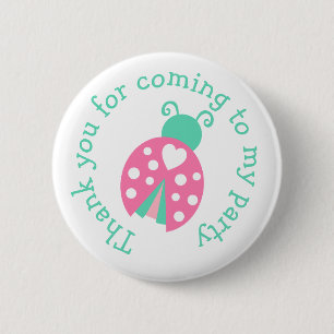 Ladybug Ladybird Birthday 'Danke für das Kommen' Button