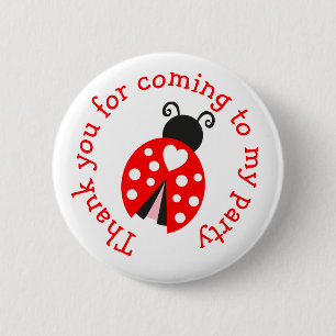Ladybug Ladybird Birthday 'Danke für das Kommen' Button