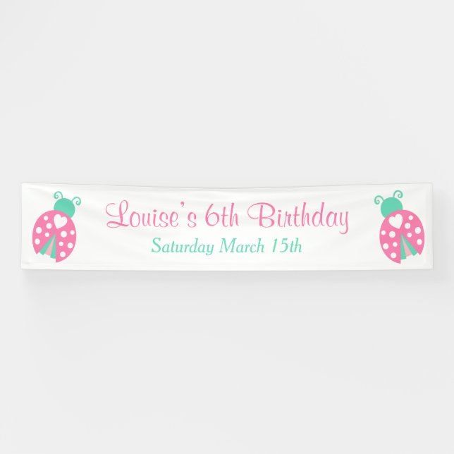Ladybug Ladybird Birthday Party Banner (Horizontal)