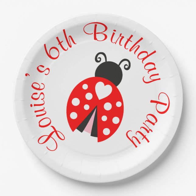 Ladybug Ladybird Birthday Party Pappteller (Vorderseite)