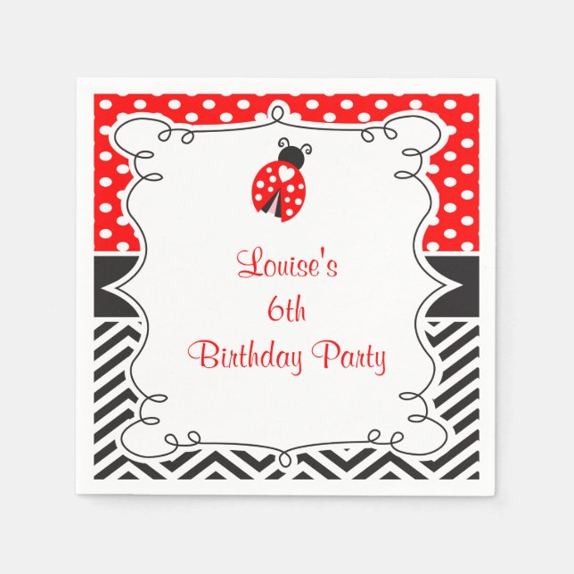 Ladybug Ladybird Birthday Party Serviette (Vorderseite)