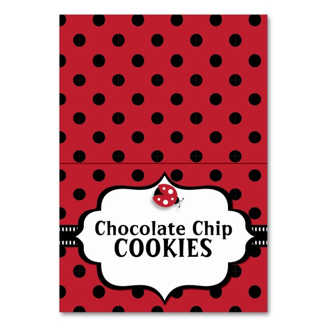 Ladybug - Ladybird - Black and Red Zent Table Card Tischnummer (Vorderseite)