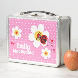 Ladybug ladybird rosa Mädchen benennen Lunchbox