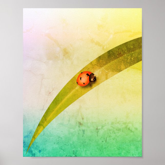 Ladybug Leaf Poster (Vorne)