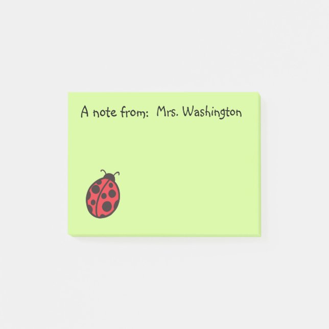 Ladybug-Lehrerposten - Anmerkungen Post-it Klebezettel (Vorderseite)