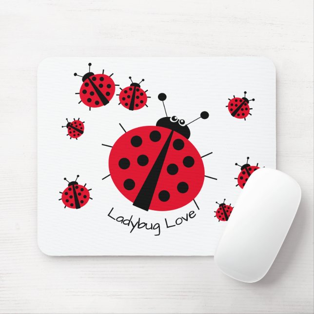 Ladybug Liebe Girly Fun Niedlicher Cartoon Mousepad (Mit Mouse)