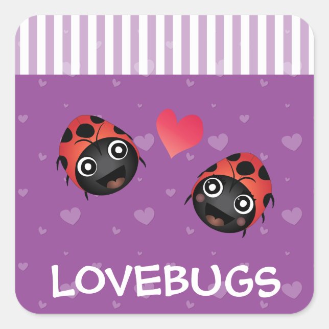 Ladybug-Liebe Quadratischer Aufkleber (Vorderseite)