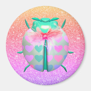 Ladybug liebliche Herzen niedlicher Glitzer Rosa o Magnet