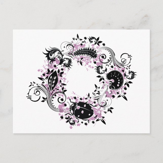 Ladybug Life Cycle Postcard - Lila Postkarte (Vorderseite)