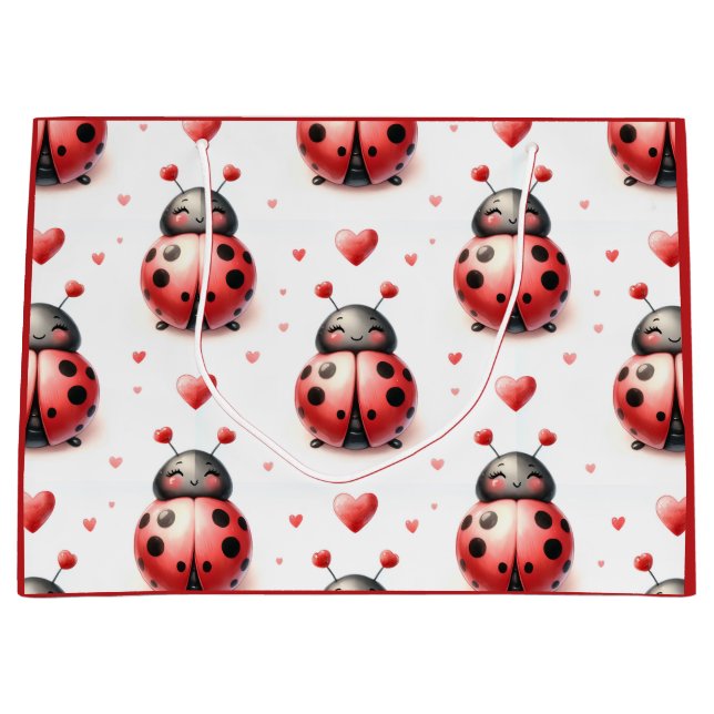 Ladybug Love (personalized) Große Geschenktüte (Vorderseite)
