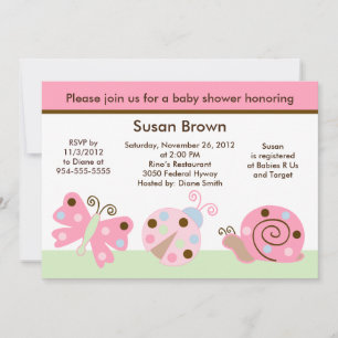 Ladybug Lullaby/Butterfly Babydusche Einladung