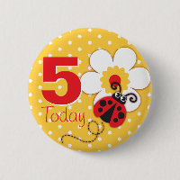 Ladybug Mädchen Geburtstag 5 heute gelbe Taste