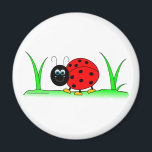 Ladybug Magnet<br><div class="desc">Ein niedlicher Cartoon Ladybug auf einem runden Magneten.</div>