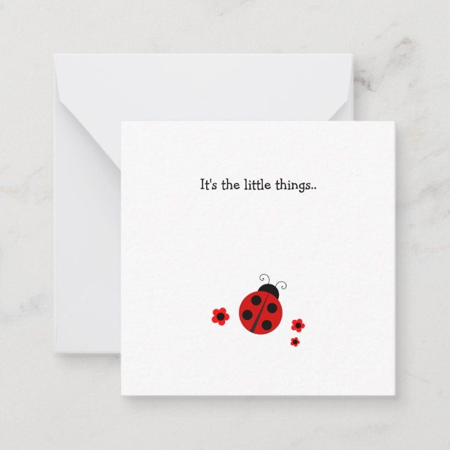 Ladybug Mini Vielen Dank flache Note Card Mitteilungskarte (Vorderseite)