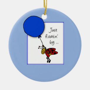 Ladybug mit blauem Ballon, denken Sie an Sie Keramikornament