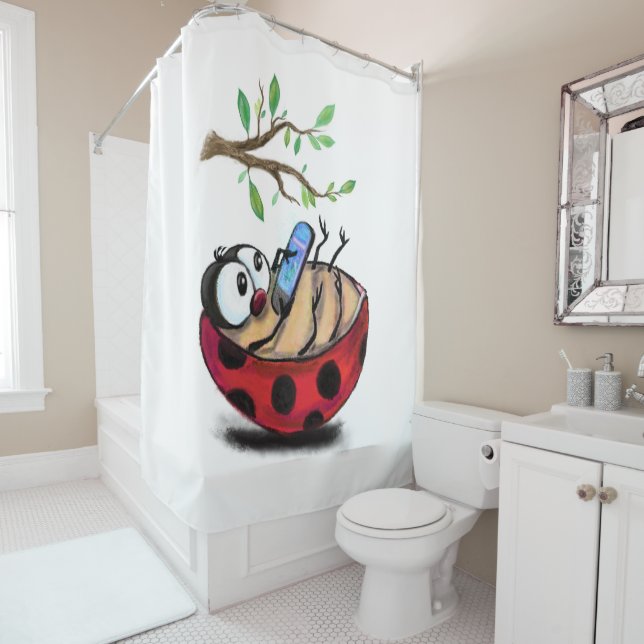 Ladybug mit dem Telefonduschvorhang Duschvorhang (Beispiel)
