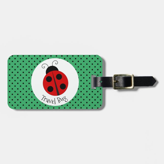 Ladybug mit Polka Dots Design Gepäckmarke Gepäckanhänger (Vorderseite horizontal)