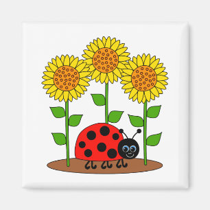 Ladybug mit Sonnenblumen Magnet