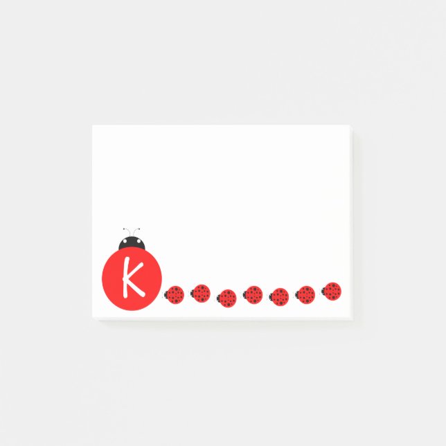 Ladybug Monogram Post-it Klebezettel (Vorderseite)