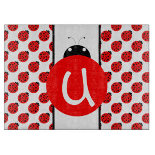 Ladybug Monogram Schneidebrett