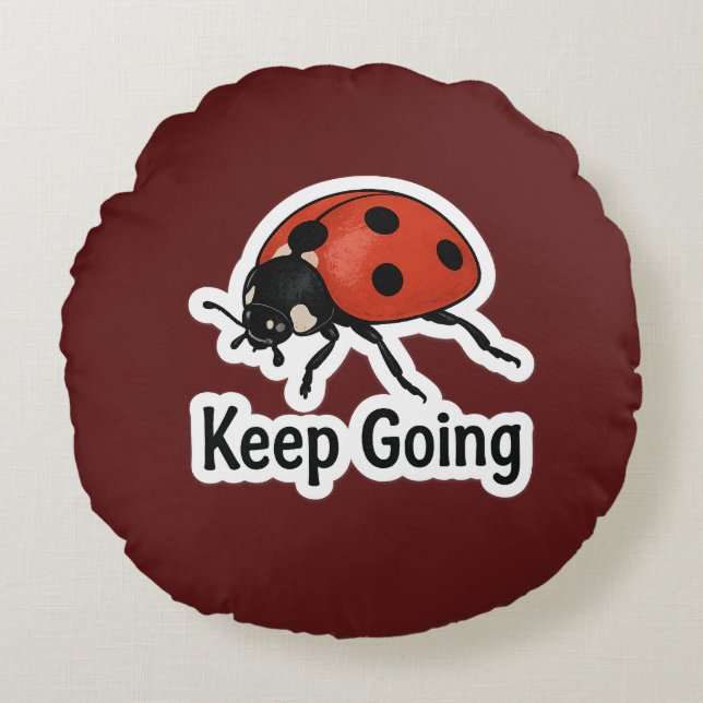 Ladybug Motivation Sticker Rundes Kissen (Vorderseite)