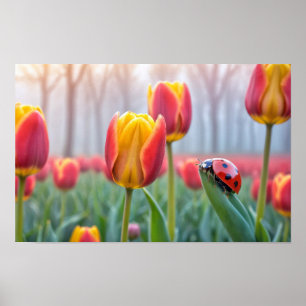 Ladybug Nature Colorful Wildlife Poster