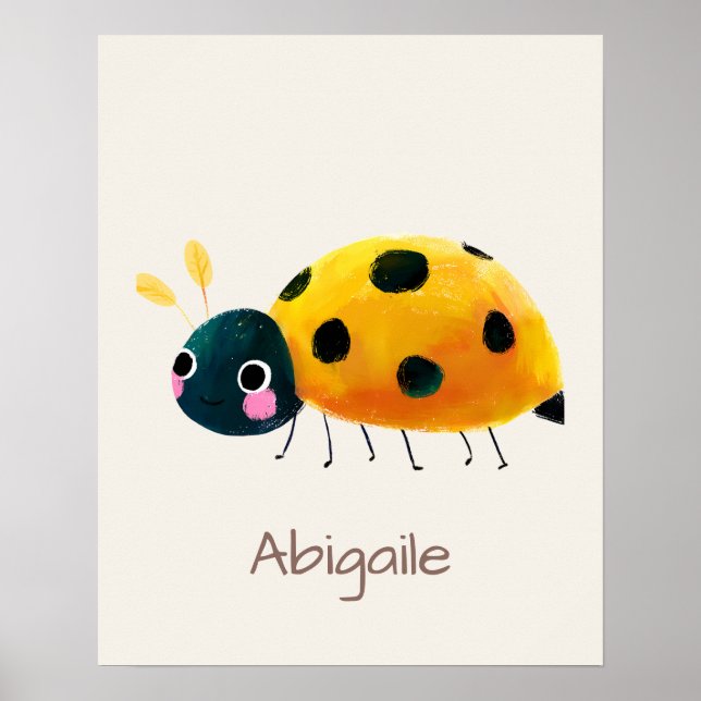 Ladybug Nursery Name Wall Art Print Poster (Vorne)