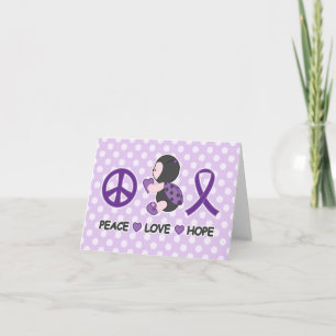 Ladybug Peace Love Hope Purple Awareness Ribbon Karte