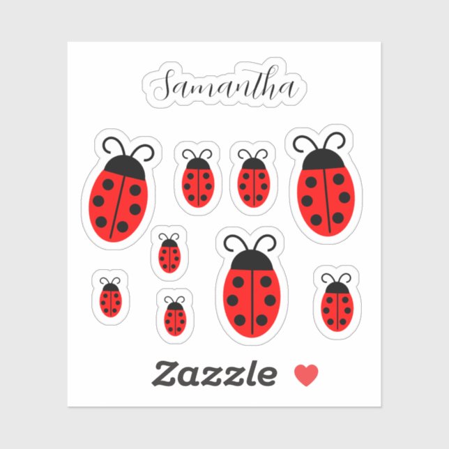 Ladybug Personalisierter Name Custom-Cut Vinyl Sti Aufkleber (Blatt)