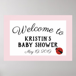 Ladybug Pink Babydusche Willkommensschild 36 x 24 Poster