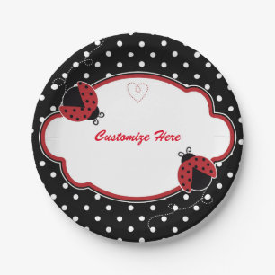 Ladybug Polka Baby Dusche Party Teller