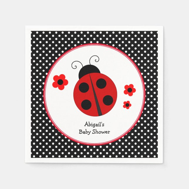Ladybug Polka Dot Baby Dusche Serviette (Vorderseite)