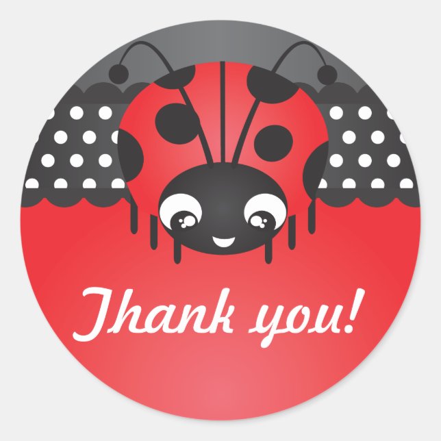 Ladybug Polka Dot Geburtstag Danke Stickers (Vorderseite)