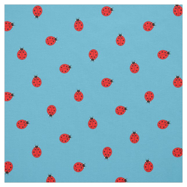 Ladybug Polka Dot Pattern auf blau Stoff (Muster)