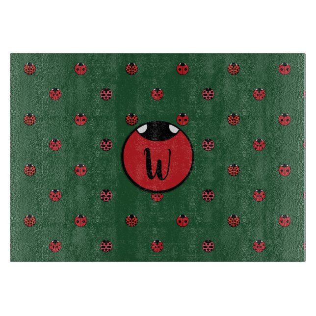 Ladybug Polka Dots Glass Cutting Board Schneidebrett (Vorderseite)
