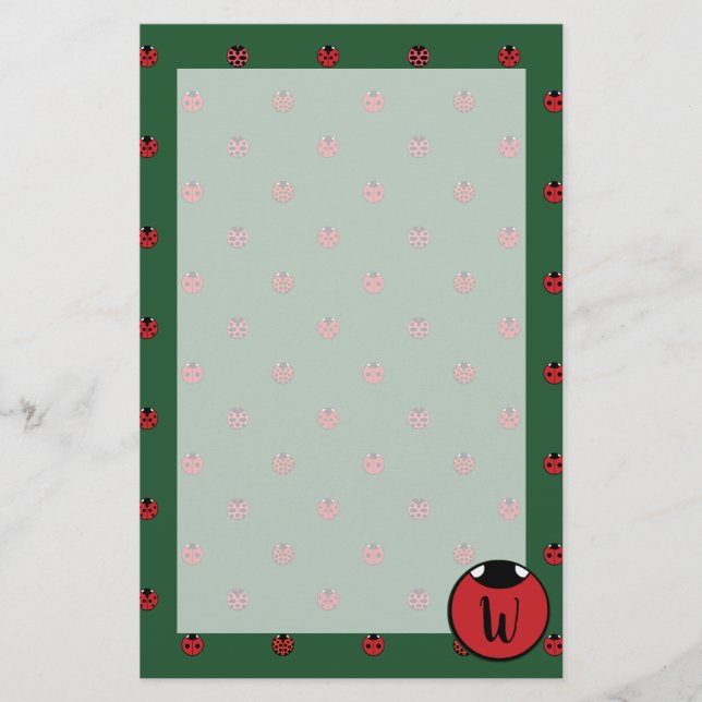 Ladybug Polka Dots Stationery Briefpapier (Vorderseite)