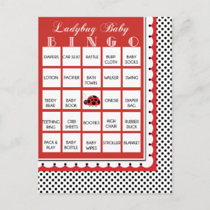 Ladybug Punkts Baby Shower Bingo Card 11 Einladungspostkarte