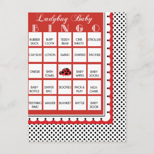 Ladybug Punkts Baby Shower Bingo Card 19 Einladungspostkarte