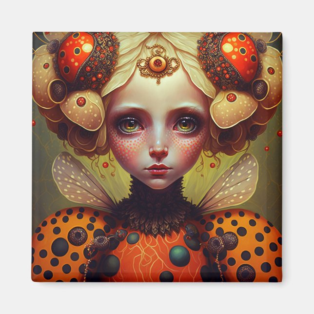 Ladybug Queen 2 Niedlich Fantasy Art Magnet (Vorne)