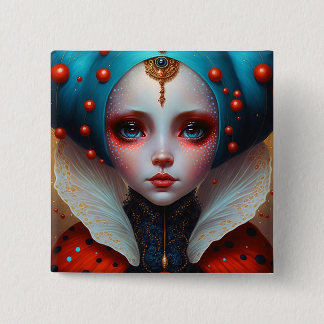 Ladybug Queen Niedlich Fantasy Art Button (Vorderseite)