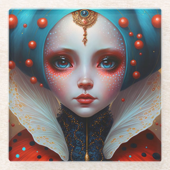 Ladybug Queen Niedlich Fantasy Art Glasuntersetzer (Vorderseite)