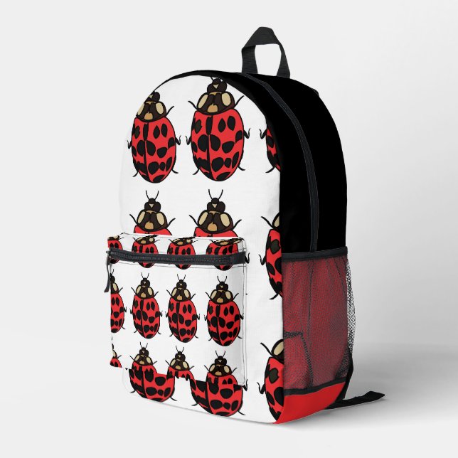 Ladybug Red Black Insect Ladybug Bedruckter Rucksack (Rückseitige Ecke Rechts)