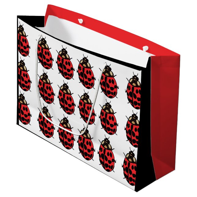 Ladybug Red Black Insect Ladybug Große Geschenktüte (Vorderseite Schrägansicht)