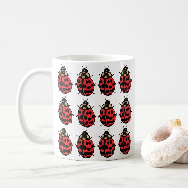 Ladybug Red Black Insect Ladybug Kaffeetasse (Mit Donut)
