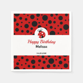 Ladybug Red Black Polka Dots Kindergeburtstag Serviette